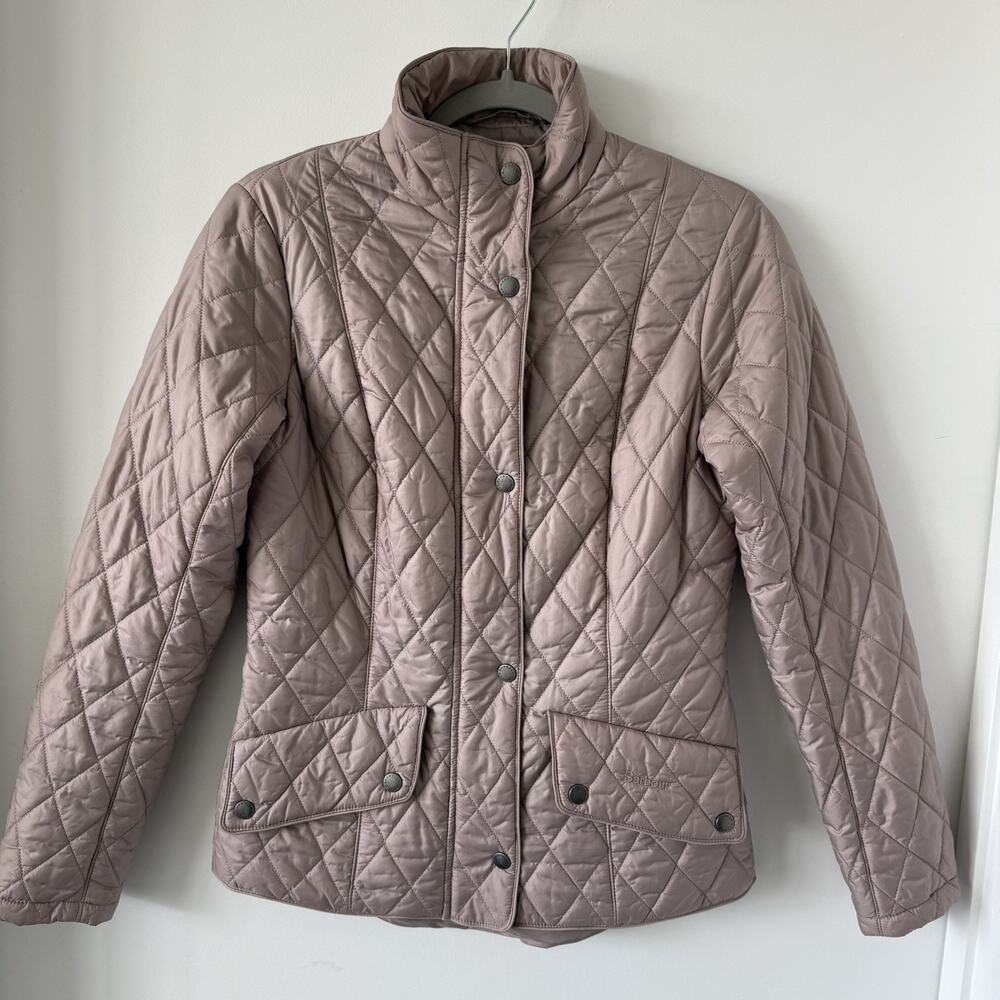 Barbour Womens Flyweight Cavalry Quilted Jacket Size US 4 dusty mauve equestrian